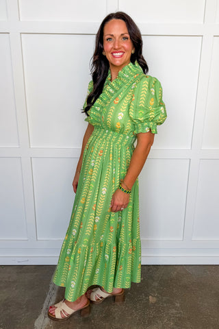 The Juliette Maxi Dress in Sage Chevron Floral