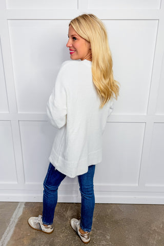 Hot Pink Deal - The Cloud Nine Sweater in White