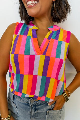 Dear Scarlett Lizzy Tank Top in Multi Color Block