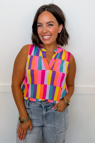 Dear Scarlett Lizzy Tank Top in Multi Color Block