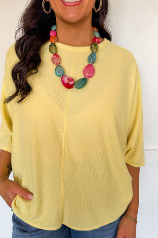 Relaxed Days Dolman Knit Top in Yellow
