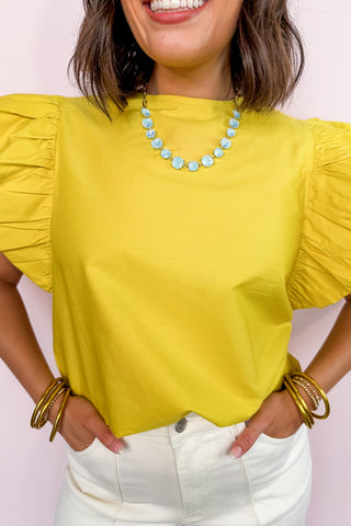 Statement Sleeve Society Top in Lemon