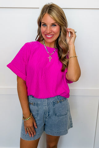 Dear Scarlett Marley Top in Hot Magenta