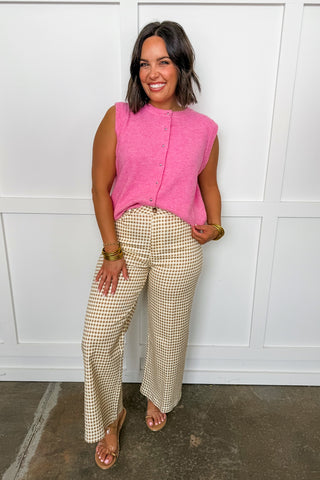Sweet Staple Button Knit Top in Candy Pink