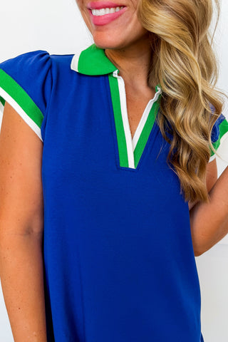 The Carissa Dress in Navy/Green by Mary Square