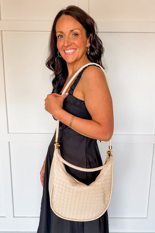 The Olivia Cream Woven Shoulder Bag