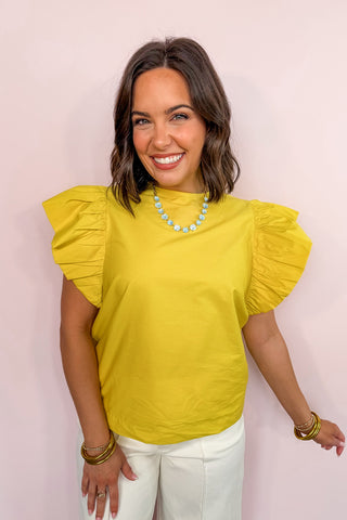 Statement Sleeve Society Top in Lemon