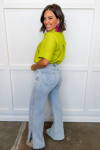 The Annie Jeans - Split Hem Straight Leg Jean
