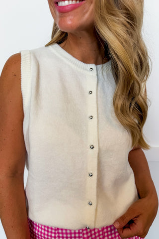 Sweet Staple Button Knit Top in Ivory