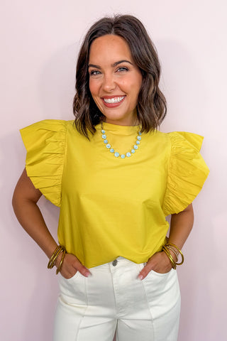 Statement Sleeve Society Top in Lemon