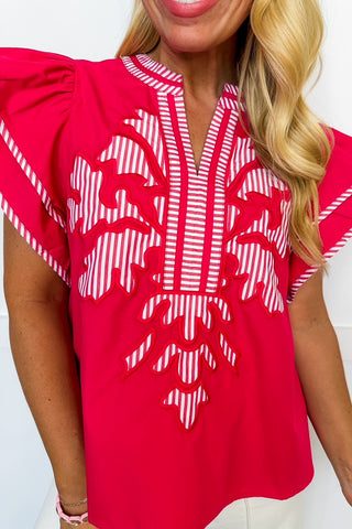 Southern Belle Statement Top in Red