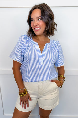 The Lori Top in Blue & White by Mary Square