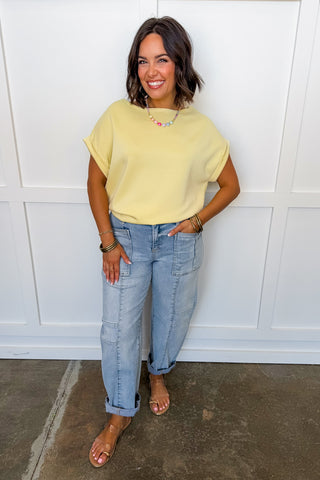 Luxe & Leisure Short Sleeve Top in Yellow
