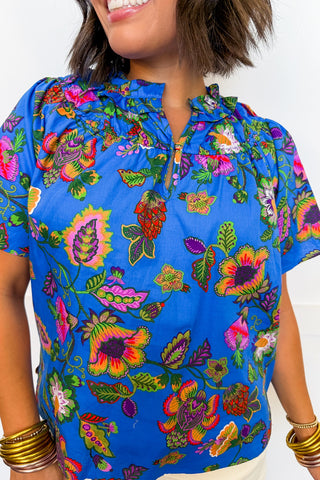 The Annabelle Blue Multi Floral Top