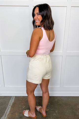 Vintage Bloom Embroidered Cream Shorts