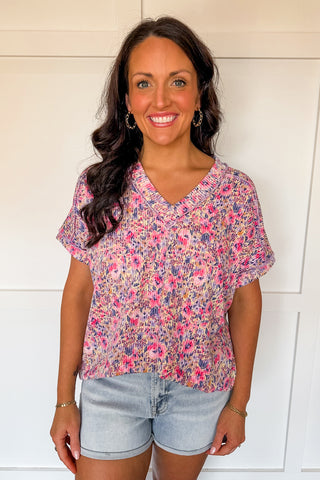 Bloom Where You're Planted V Neck Top