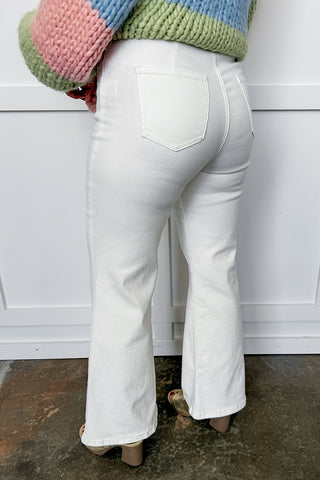 Nautical Knotted Belt White Flare Jeans