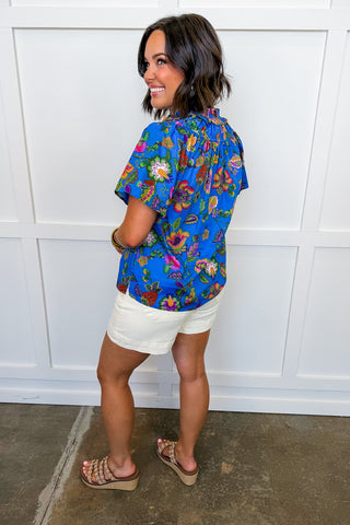 The Annabelle Blue Multi Floral Top