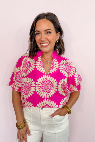 Medallion Print Blouse in Pink