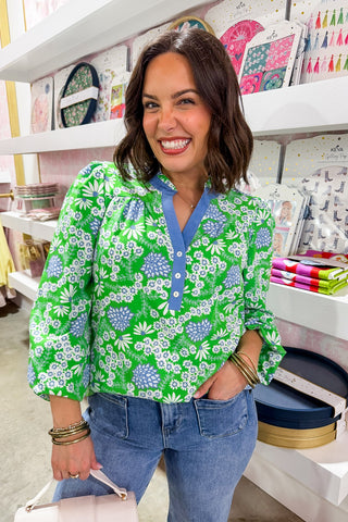 The Gianna Top in Daisy Chain Green by Mary Square