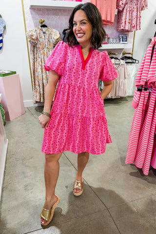 The Kinsley Mini Dress in Heirloom Vine Pink by Mary Square