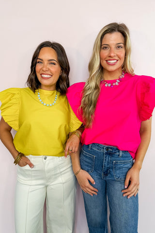 Statement Sleeve Society Top in Lemon