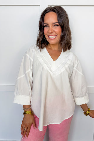 Elevated Everyday Off White V Neck Top