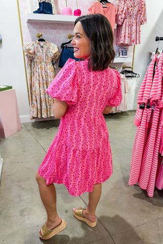 The Kinsley Mini Dress in Heirloom Vine Pink by Mary Square