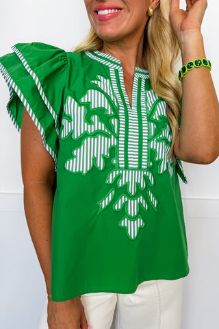 Southern Belle Statement Top in Green