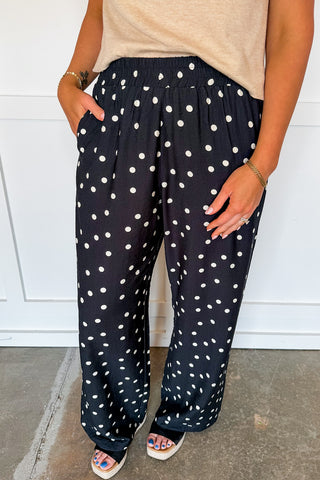 Classic Dot Elastic Pants in Black
