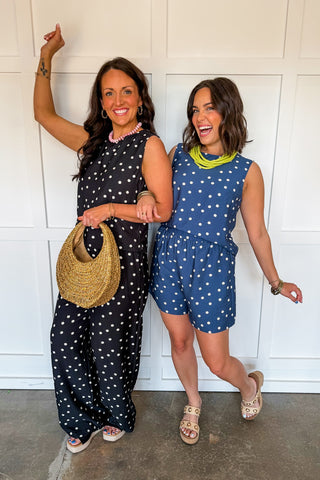 Classic Dot Elastic Pants in Black