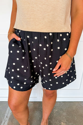 Classic Dot Elastic Shorts in Black