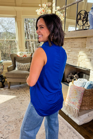 The Sea Breeze Henley Tank in Royal Blue