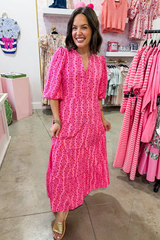 The Cameron Midi Dress in Heirloom Vine Pink by Mary Square