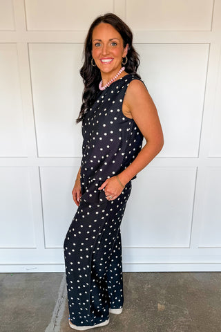 Classic Dot Sleeveless Top in Black