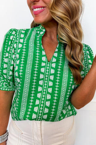 The Colette Top in Heritage Stitch Green by Mary Square