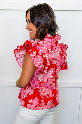 Lennox Lane Eyelet Top in Red
