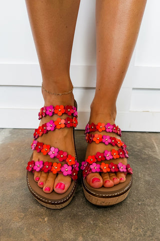 Let’s Be Friends Appliqué Corkys Wedge in Spice Combo