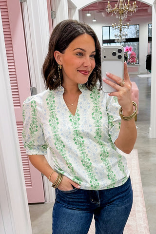 The Colette Top in Heirloom Vine Green by Mary Square