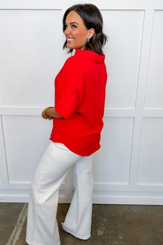 Everyday Airflow Collared Top in Ruby