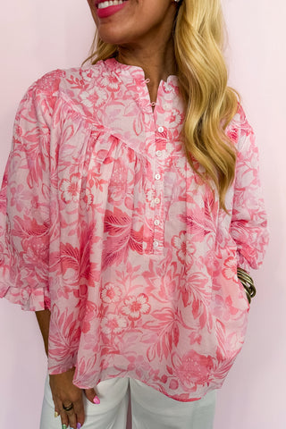 Tickle Me Pink Floral Top