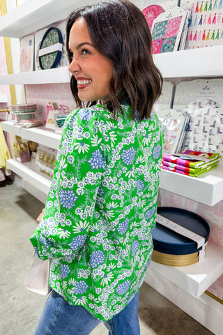 The Gianna Top in Daisy Chain Green by Mary Square