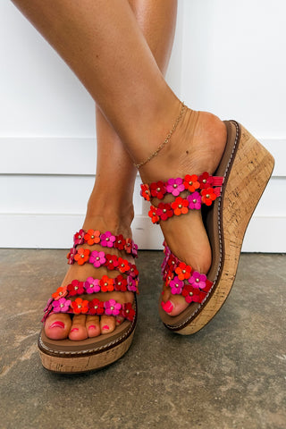 Let’s Be Friends Appliqué Corkys Wedge in Spice Combo