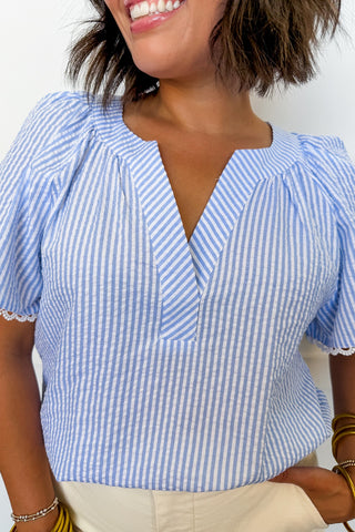 The Lori Top in Blue & White by Mary Square