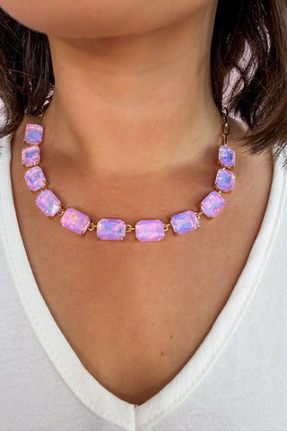 The Audrey Prism Cut Gemstone Necklace in Lavender