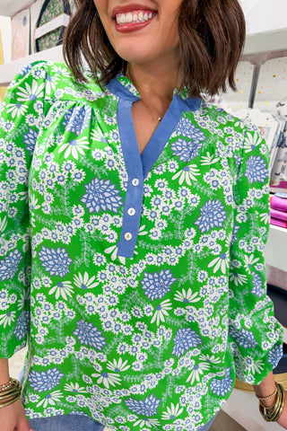 The Gianna Top in Daisy Chain Green by Mary Square