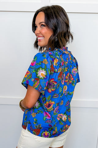 The Annabelle Blue Multi Floral Top