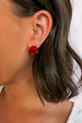 The Isabella Gemstone Stud Earrings in Red