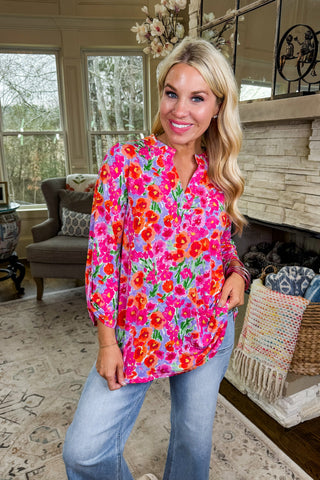 The Lizzy Printed Top in Lilac Multi Floral