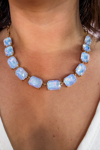 The Audrey Prism Cut Gemstone Necklace in Periwinkle Blue